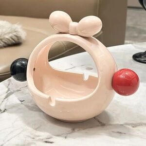 Ceramic Ashtray with Red and Black Accents